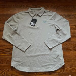 BYLT Lux Long Sleeve 1/4 Zip Polo Shirt Mens L Storm Gray Miami Golf Performance